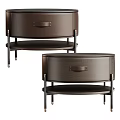 Modern Dark Toned Bedside Tables With Drawer Lower Shelf And Metal Legs