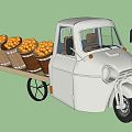 Modern shelf supermarket fruits and vegetables beautiful old car 3d model