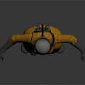 Game Movie Character In Yellow Coat With Silver Helmet And Red Utility Belt