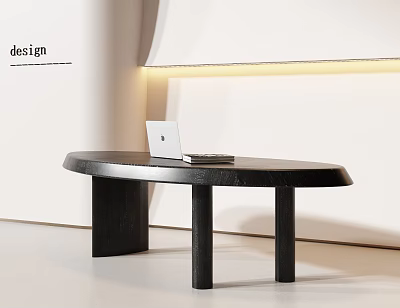 Modern Minimalist Desk With Laptop And Unique Leg Design Under Warm Lighting 3d model Modern Minimalist Desk With Laptop And Unique Leg Design Under Warm Lighting 3d model