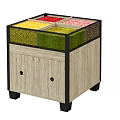 Display Cabinet Shelf With Glass Lid Multiple Compartments Colorful Dry Goods Wooden Base Black Frame