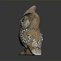 Decorative Owl Sculpture With Detailed Eyes And Textured Feather Art Design
