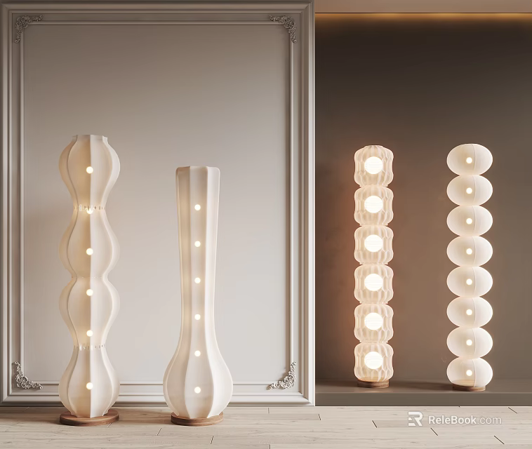 Modern Floor Lamps With Unique Shapes And Lighting 3d model