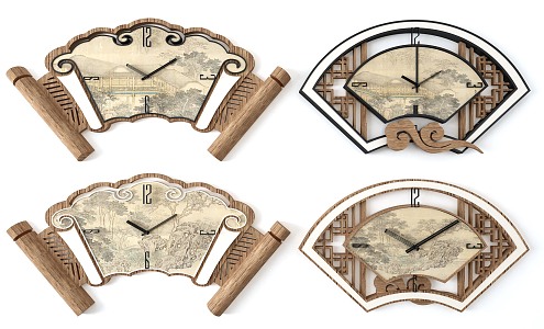 New Chinese Style Clock Wall Decoration Clock 3d model