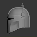Futuristic Silver Metallic Weapon Helmet Design with Antennae Black Visor and Reflective Surface