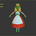 Alice Game Movie Character With Golden Long Hair Red White Dress And White Apron