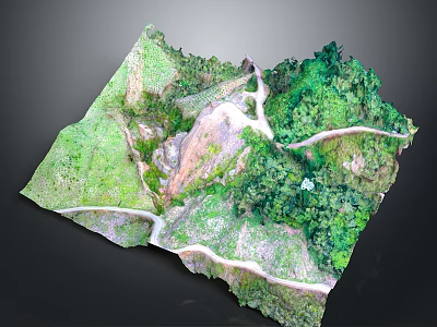 Scenic Mountain Landscape With Lush Green Vegetation Winding Roads And Natural Terrain 3d model