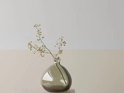 Elegant Bonsai Plant in Ceramic Pot with Green Foliage on Light Wooden Table Simple Background 3d model