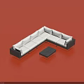 Modern L Shaped White Sofa And Black Coffee Table Set For Living Room Furniture Design