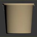 Beige Household Bucket With Metal Handle And Smooth Surface For Home Storage