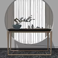 New Chinese-style Duan Jing Table Entrance Set Table Dried Branches Potted Plant Ornaments 3d model