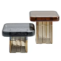 Modern Coffee Table Design With Black And Brown Glass Top And Transparent Base