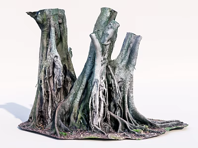 Stone Wood Tree Roots Decorative Sculpture With Natural Texture And Organic Design 3d model