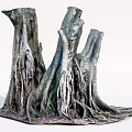Stone Wood Tree Roots Decorative Sculpture With Natural Texture And Organic Design