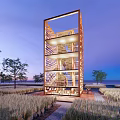 Modern Sightseeing Tower Watchtower Viewing Platform Bird Watching Tower Landscape Tower Bench Lantern Landmark Landscape 3d model