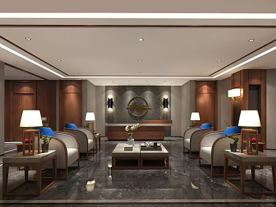 New Chinese Style Hall 3d model