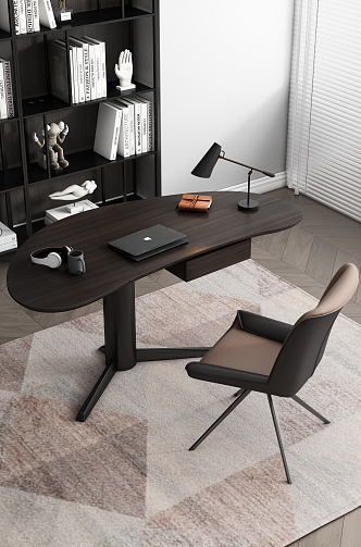 Study office desk and chair combination 3d model