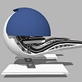 Pair Of Blue Helmets With Black Straps On White Base Stand