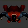 Man In Superman Costume With Red Cape Blue Suit And S Symbol