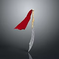 Sharp Ornamental Scimitar With Silver Blade Golden Hilt And Red Decorative Cloth