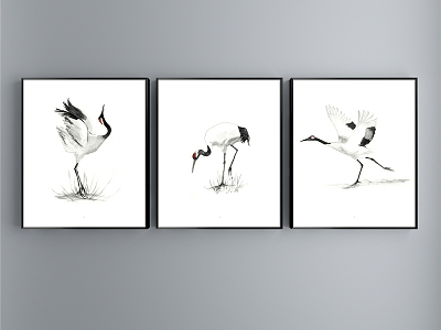 New Chinese Animal Painting Black and White Commercial Space Animal Crane Decoration Painting model