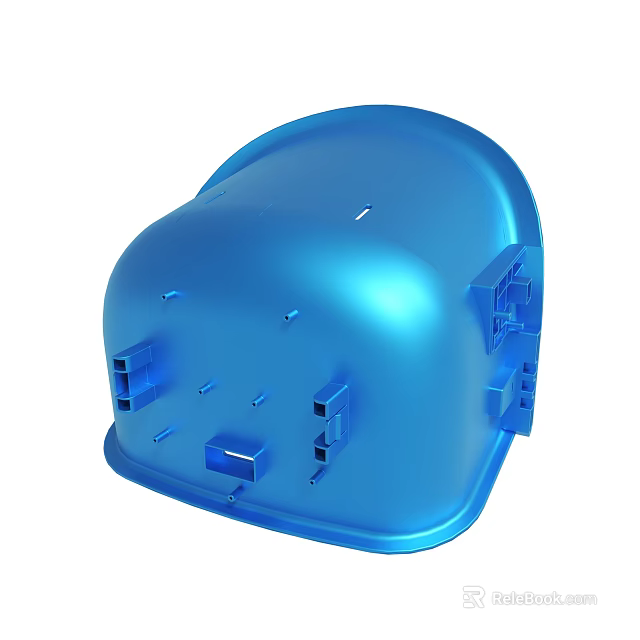 Blue Plastic Equipment Shell With Structural Components And Connection Ports 3d model