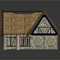 Traditional Cottage Architecture With Thatch Roof Stone And Wooden Walls Wooden Framed Windows