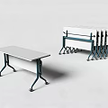 Foldable Mobile Conference Table With White Top And Blue Stackable Legs
