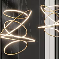 Elegant Modern Gold Curved Chandeliers With LED Lighting And Circular Design