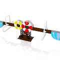 Colorful Seesaw Playground Equipment With Spring Base And Blue Seats