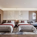 Elegant Hotel Room Interior With Twin Beds Wooden Decor Wall Artwork And Cozy Carpet