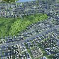 Urban Aerial Planning With Green Spaces Residential Areas And Road Networks