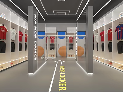 Hip Hop Dance Locker Room Interior With Clothing Racks And Modern Design Elements 3d model
