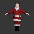 Santa Claus In Red Costume With White Beard Standing On Gray Background