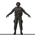 Military Character in Tactical Combat Gear and Full Uniform Equipment
