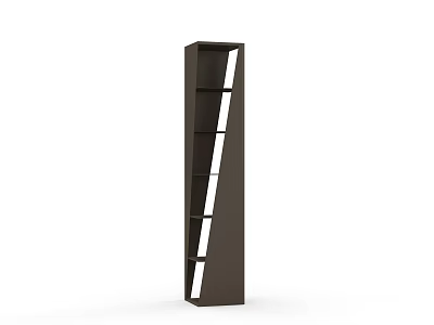 Tall Dark Brown Decorative Cabinet With Modern Sleek Design And Multiple Shelves 3d model