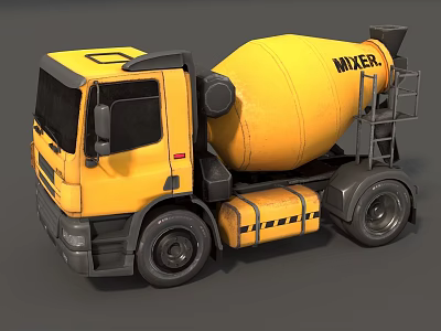 Yellow Concrete Mixer Truck Functional Design With Ladder Structure For Construction 3d model