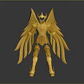 Golden Mythical Armor Costume With Ornate Angel Wings And Crown Design