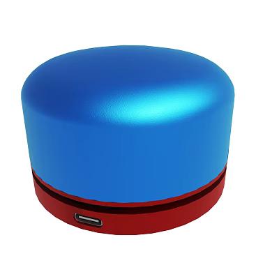 Blue Round Device With Red Base And USB Port For Portable Use 3d model