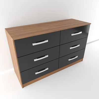 Modern Entryway Console Cabinet With Black Storage Drawers And Silver Handles 3d model