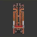 Pixel Art Single Chair With Orange Red Frame Decorative Backrest And White Armrests