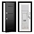 Modern Black And White Swing Door With Glass Panel And Handle Design