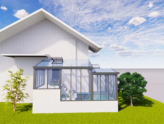 Modern Sun Room Aluminum Inclined Top Stitching Herringbone Top Sun Room Swimming Pool 3d model