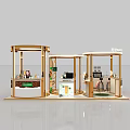 COLORET Cosmetics Exhibition Booth With Golden Frame Product Displays And Model