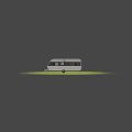 Silver Gray Caravan Parked on Green Grass with Open Door Windows and M Logo