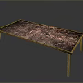 Vintage Copper Dining Table With Slender Legs And Textured Surface Design