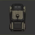 Armored Military Vehicle With Roof Mounted Light Gray And Beige Exterior Windows And Wheels