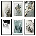 Six Plant Paintings With Various Leaf Art In Black Frames And Neutral Tones