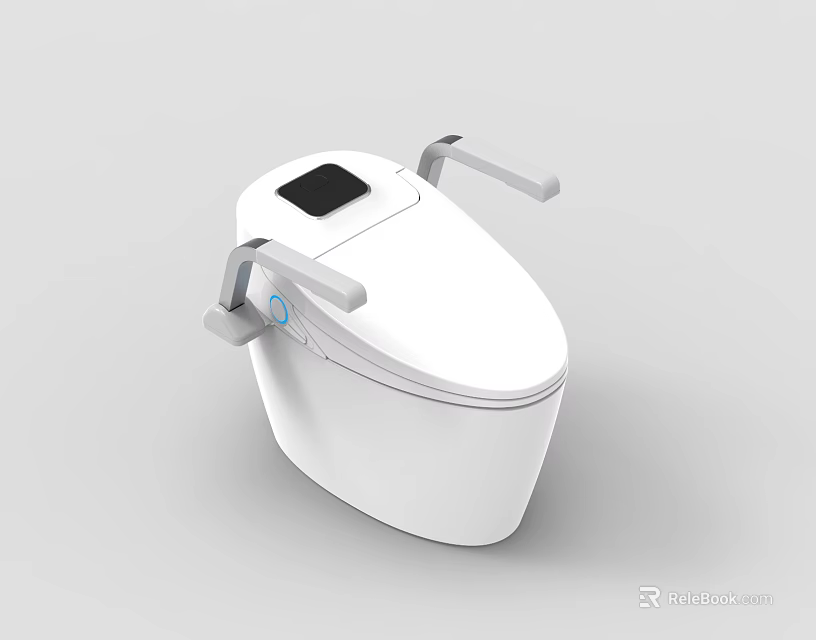 Modern Intelligent Toilet with White Design Armrests and Smart Control Panel 3d model 