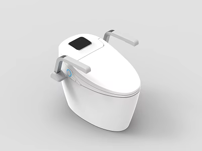 Modern Intelligent Toilet with White Design Armrests and Smart Control Panel 3d model